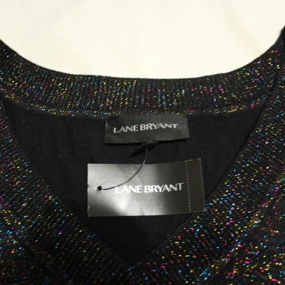 Lane Bryant Metallic Multi V-Neck Sweater - Picture 4 of 4
